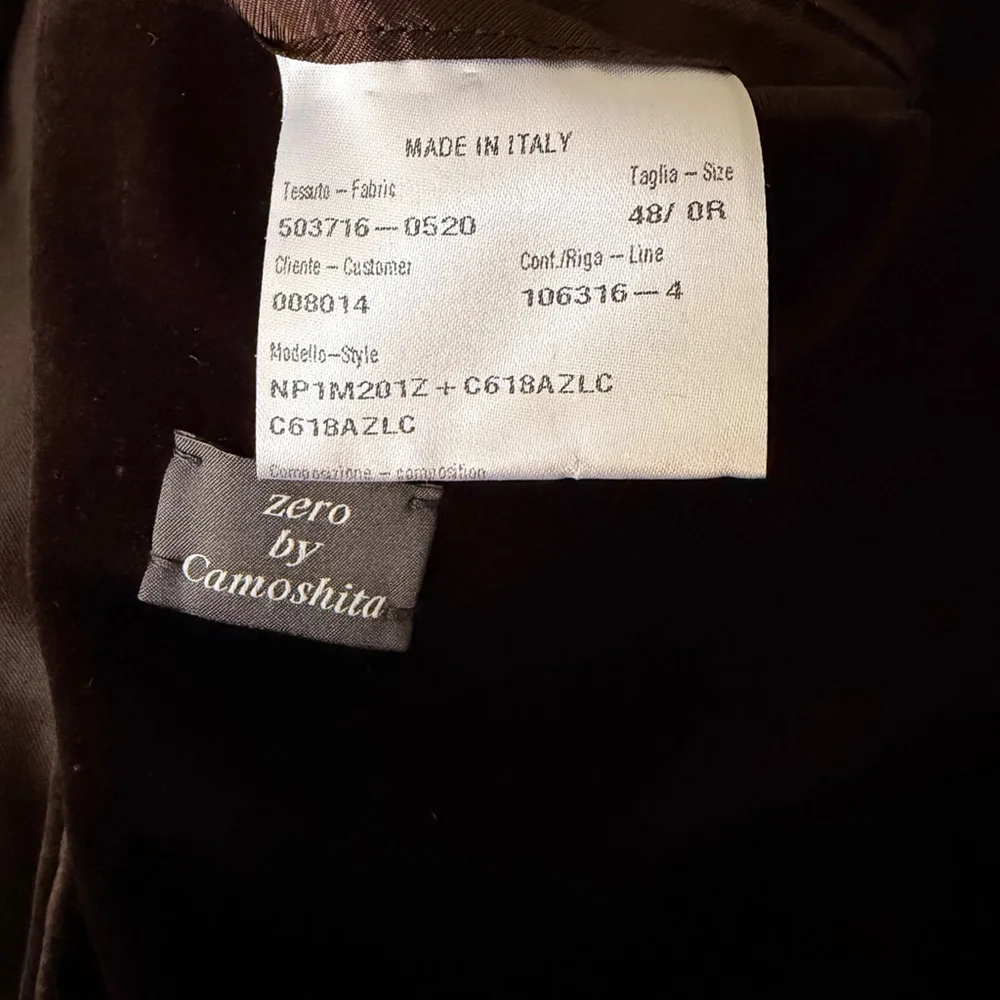 RARE - Caruso for Zero Camoshita Brown Velvet Suit - Handmade Italy - IT48/US38
